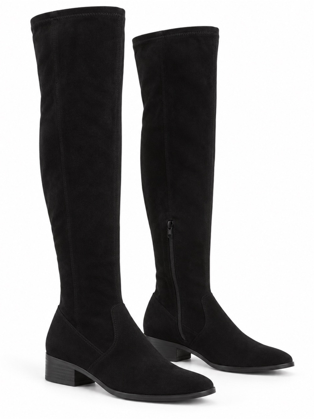 ALDO Black Stretch Knee High Riding Boots Low Block Heel Size 7